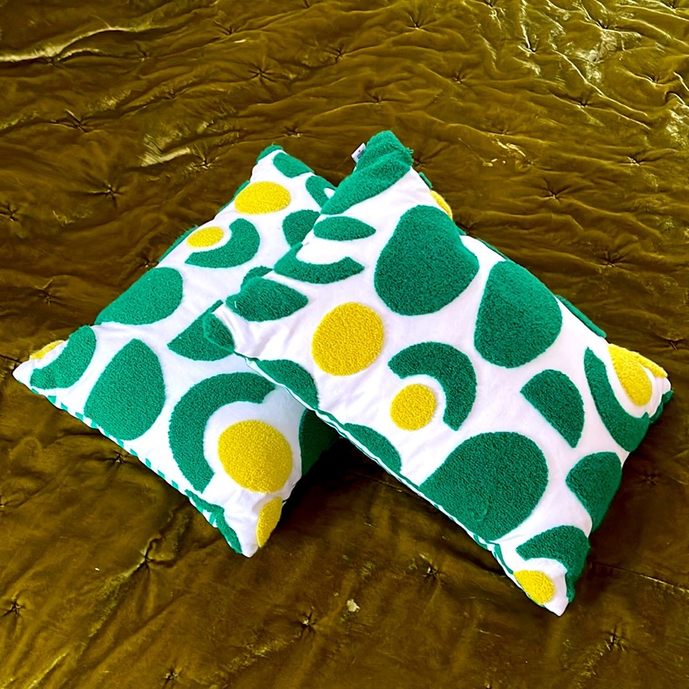 Tabitha Brown Target Avocado Green Striped Geometric Decorative Throw Pillows